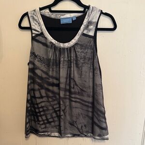 Simply Vera Vera Wang Black and Gray Sheer Printed Sleeveless Camisole